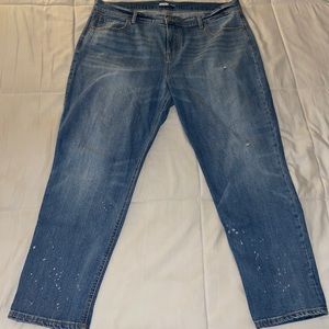 Old Navy White Paint Splatter Boyfriend Jeans
